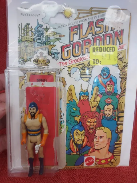 Vintage Mattel 1979 Flash Gordon  MING Figure COMPLETE w/ Cardback and Pistol