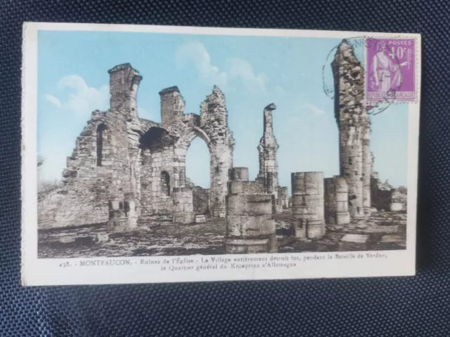 CPA 55 MONTFAUCON - Ruines de l'Eglise - Le Village