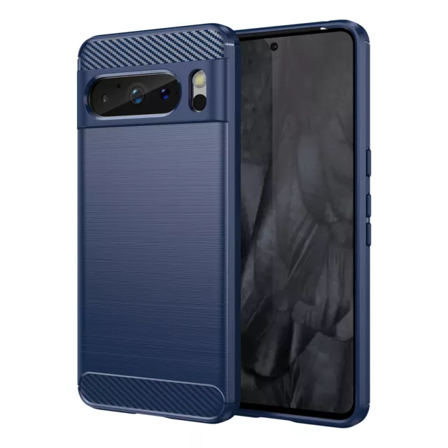 Hülle für Google Pixel 8 8a 7 7a 6 6a Pro Silikon Schutz Case Carbon Look Cover