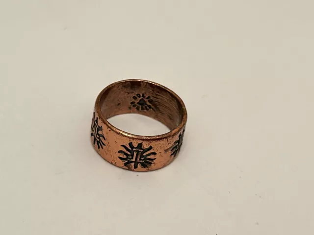 Solid Copper Aztec Sun Band Ring Size 6.5 Great Condition