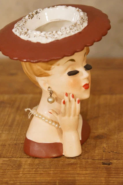 1958 NAPCO Porcelain Girl Head Vase Figure Japan