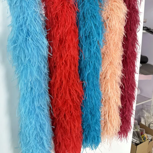 2Meter Ostrich Feathers Boa 1 3 6 10 15PLY Thick Fluffy Feather Trim Decor Shawl