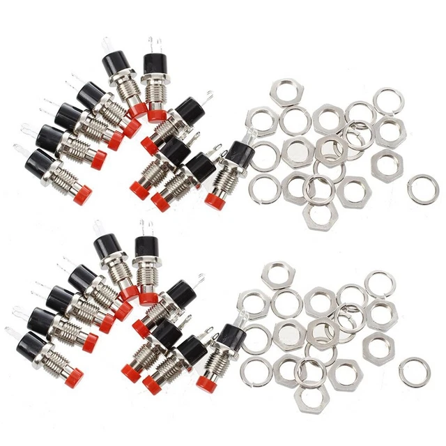 20 pezzi cappuccio rosso SPST pulsante di pressione istantaneo interruttore DC 50 V 0.3A I5S9