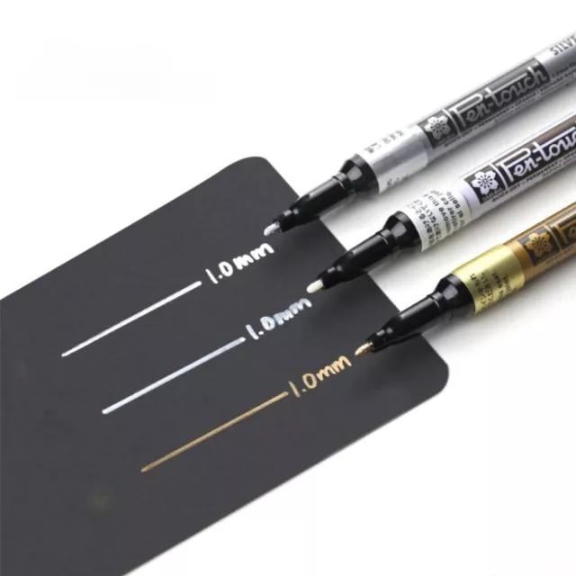 NEW! 3pc Set Sakura Pen Touch Permanent Opaque Metallic Paint Markers 1.0mm Pens