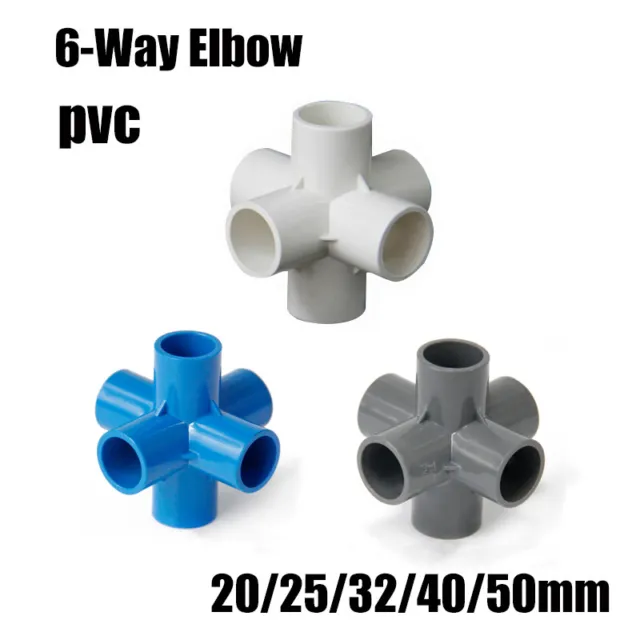 6-Way Elbow PVC Pipe Fitting Solvent Weld Metric Aquarium Pond Tank 20mm-50mm