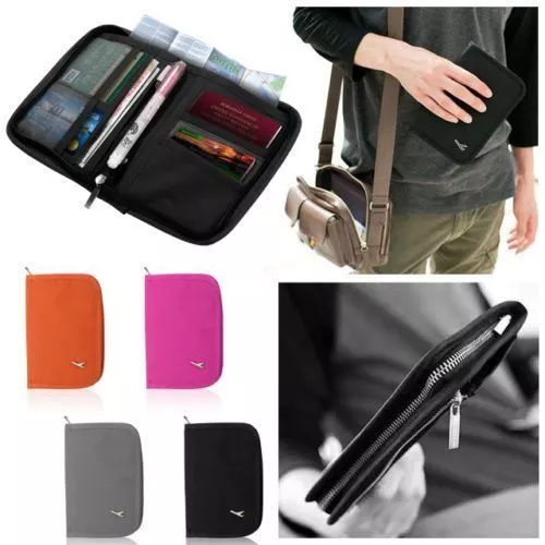 Travel Bag Wallet Purse Document Organiser Zipped Passport Tickets ID Holder