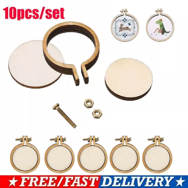 10 Packs Mini Embroidery Hoop Ring Wooden Cross Stitch Frame For Hand Craft Set