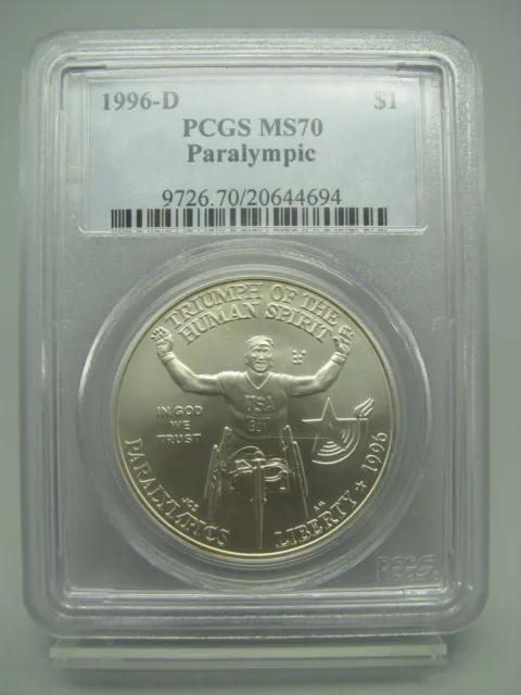 1996-D Paralympic Commemorative Silver Dollar PCGS MS 70
