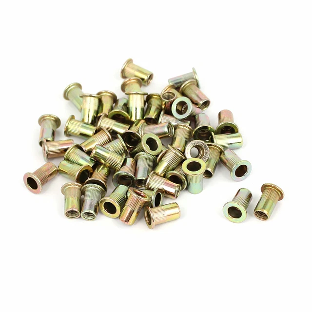 Écrous M5X13mm Corps Crantéà Tête Plate Store Rivnuts Rivets Nutserts 50pcs