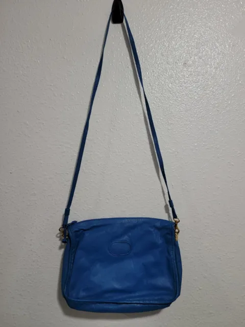 SAMANTHA SCOTT Women's Crossbody Bag Blue Color 100% Leather.