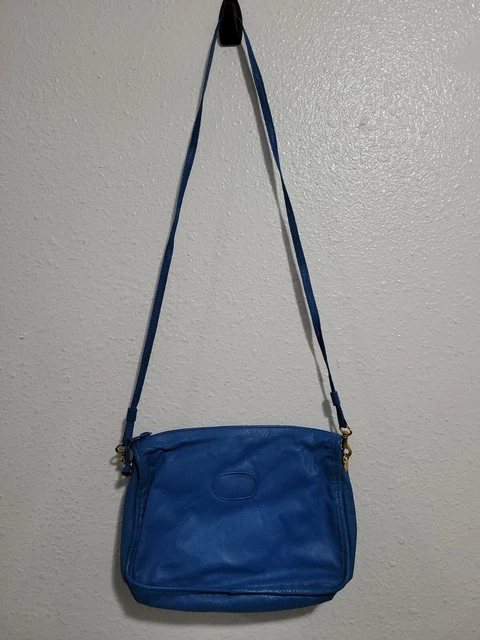 SAMANTHA SCOTT Women's Crossbody Bag Blue Color 100% Leather.