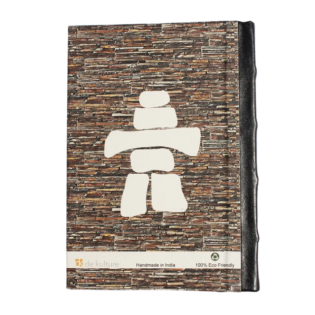 Handmade Eco Friendly Inukshuk Planner Genuine Leather Spine 176 Page 125GSM