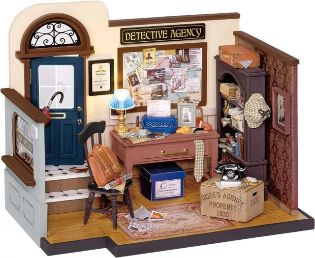 Rolife Mose’s Detective Agency DIY 3D Miniature Dollhouse Model Kit Kid Toy Gift 2