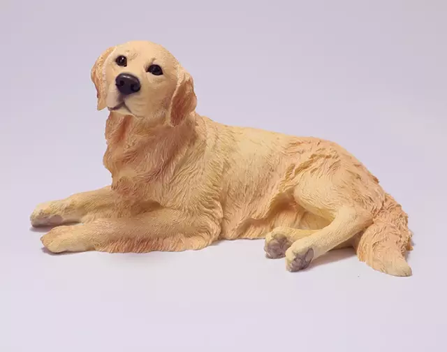 5.6" China collection resin Lying position Golden Retriever model statue