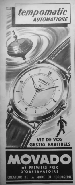 Publicité De Presse 1951 Montre Movado Tempomatic Automatique