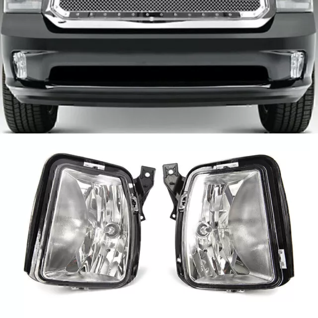 1 Pair Clear Car Front Fog Light Lamp LH+RH For Dodge RAM 1500 2013-2017 2016 15