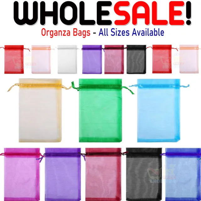 100 X Organza Bags Wedding Party Favour Gift Candy Jewellery Pouch Large Small