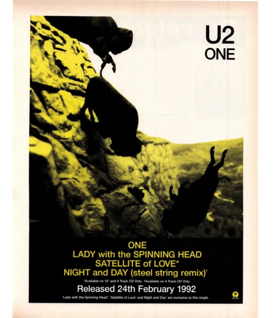 Framed Magazine Single/Album Advert 11X9" U2 : One