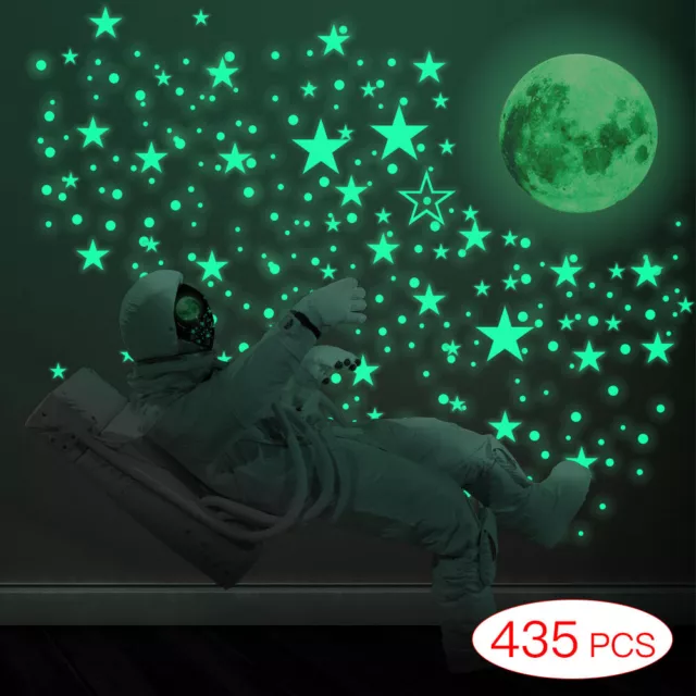 435 Wall Glow In The Dark Stars+Moon Stickers Baby Kids Nursery Bed Room Ceiling