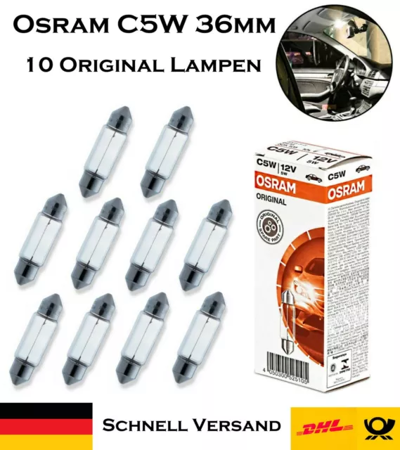 10x Osram C5W 36mm 5W 12V 6418 Original Innenbeleuchtung Ersatz Soffitte Lampe