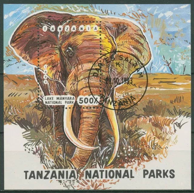Tansania 1993 Nationalparks Elefant Block 228 gestempelt (C29800)