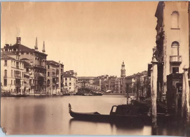 Italie, Venise, Grand Canal et Rialto, albumen print, ca.1880 Vintage albumen pr