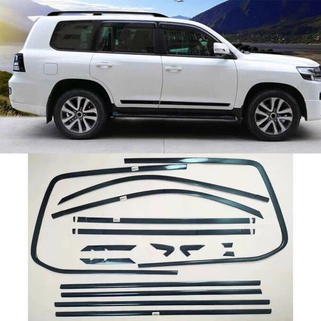 For Land Cruiser LC200 08-20 Black titanium Full Window Sill Trim Molding Cover