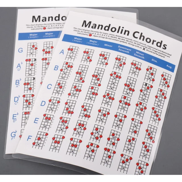 MANDOLIN CHARTS CHORD Diagram Guitar Guide Coated Paper £14.55 ...