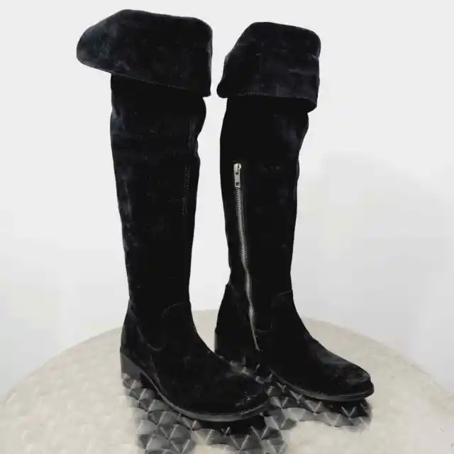 Frye Shirley Black Suede Leather Over the Knee Boots NWOB Riding Women Size 6.5