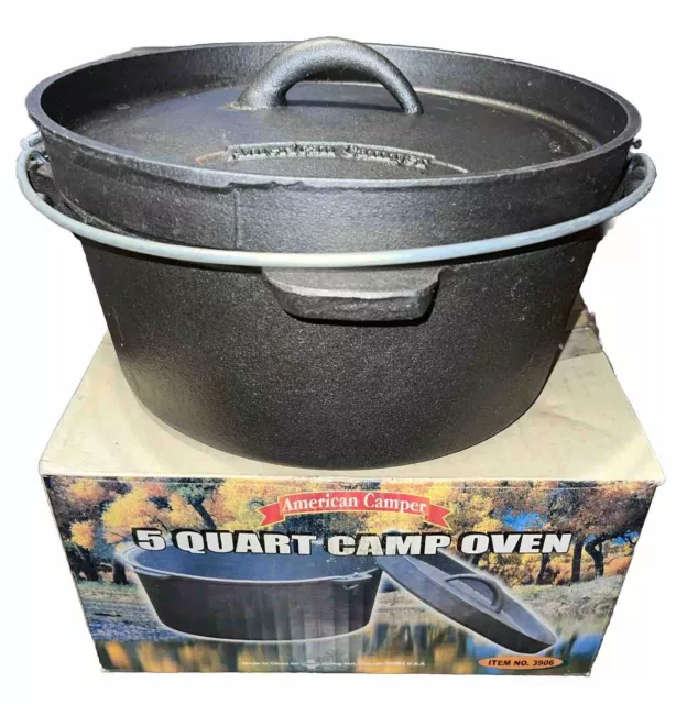 American Camper 5 Quart Camp Oven Cast Iron Dutch Pot D