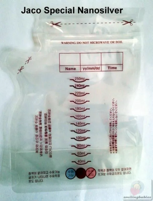 Pre-sterilised Baby Breast Milk Storage Bags Heat Sensors 250ml 30pcs