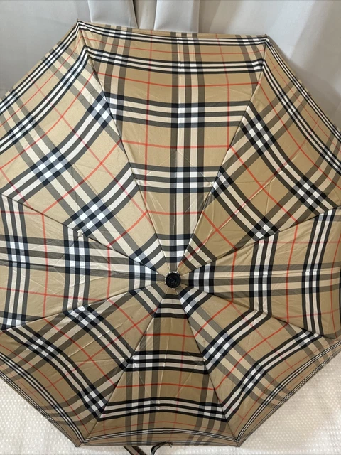 Burberry Vintage Umbrella Nova a scacchi beige pieghevole originale £450 c97