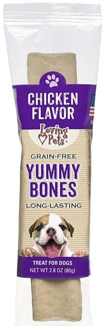 Loving Pets sin Grano Yummy Huesos Pollo Sabor Lleno para Morder, 1 Count