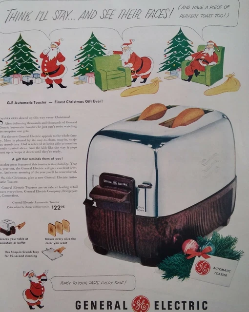 General Electric Print Ad Original Rare Vtg 1950s Toaster Christmas Esterbrook