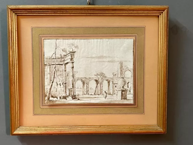 Antico Disegno a China Epoca 1700 Scuola Veneziana