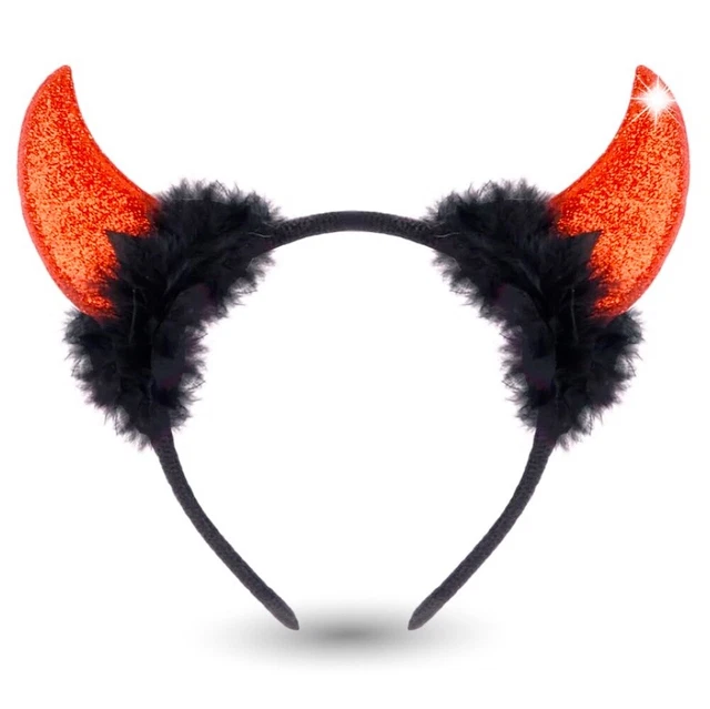 Teufelshörner-Haarreif Mit Glitzer – Rot, Für Halloween, Party & Cosplay