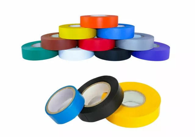 3 PVC 17mm Electrical Insulating Coloured Insulation Tapes 15mm Clear Cello Tape