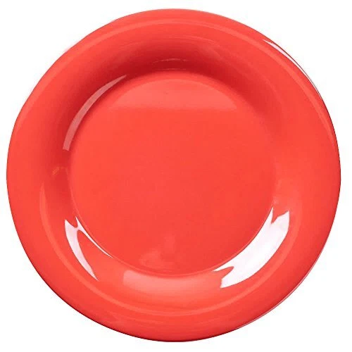 Yanco MS-009RD Mile Stone Wide Rim Round Plate 9" Diameter Melamine Orange Re...