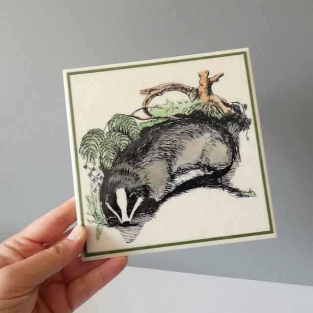 Vintage Tile Badger Decorative Feature Trivet Made in England Wildlife Animal