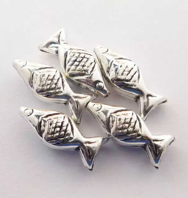 25 Pcs 16X7Mm Spacer Fish Bead Oxidized Sterling Silver Plated 936