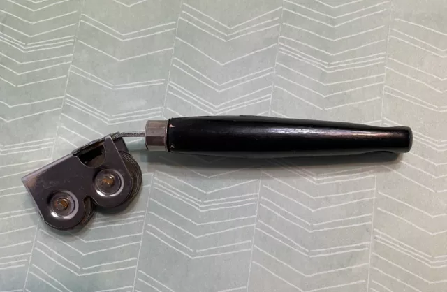 Vintage ECKO Pull Through Manual Knife Sharpener Black Wood Handle Made In USA