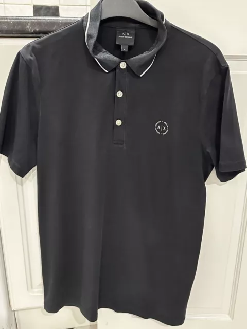 Mens Genuine AX Armani Exchange Black Polo T-Shirt Size Medium
