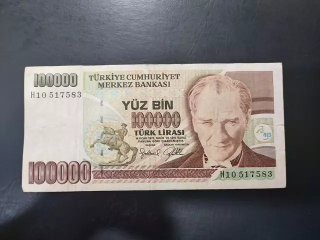Turkey 100000 Lira, 1990s, VF