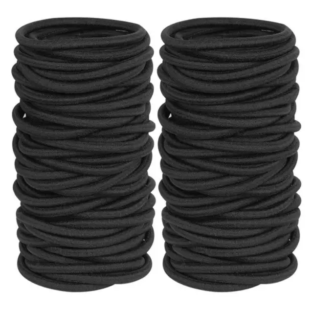 50  Black Hair Ties for Thick Curly Hair No Metal Hair Elastic Band for Women