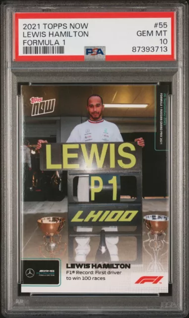 2021 Topps Now Formula 1 F1 Lewis Hamilton #055 PSA 10 - First to 100 wins - 55