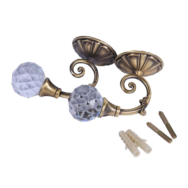 HG Metal Crystal Glass Curtain Holdback Wall Drapery Tieback Hooks Hanger Bronze