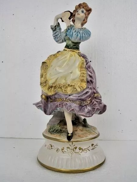 Capo Di Monte Marked Porcelain Dancing Maiden 14.5 Inches Figurine Made Italy