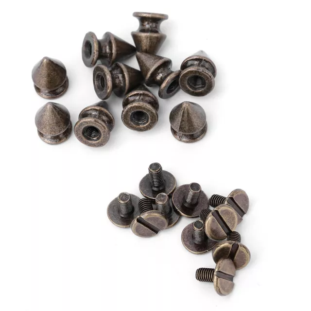 50x 8*12mm Fashion Metal Bullet Rivet Spikes & Cone Studs For Leather DIY Bronz♪
