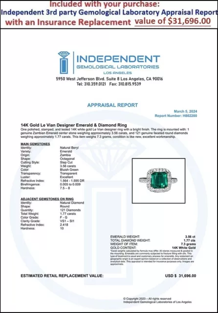 Emerald Ring Le Vian 14K Gold ZAMBIAN Emerald Diamond LEVIAN Vintage Estate Ring 2