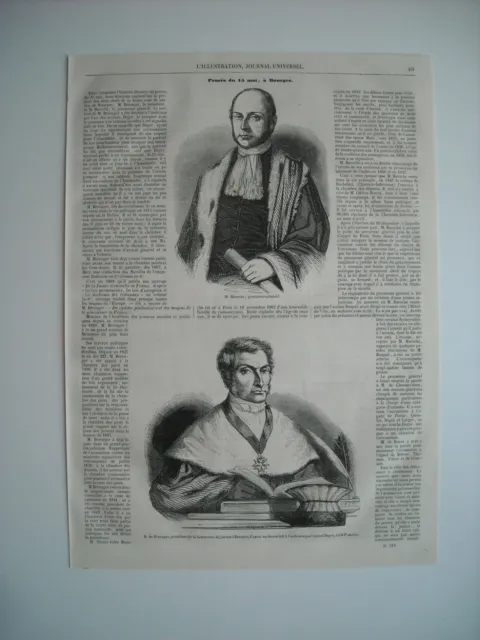 Gravure 1849. Proces Du 15 Mai, A Bourges. M. Baroche. M. De Berenger President.
